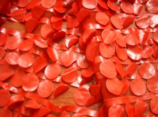 3.Red Fake Lether Paillettes Cut Fabrics